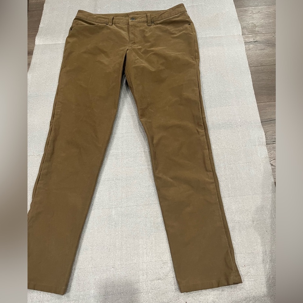 [W34Ins31”]Lululemon Brown ABC Slim-Fit 5 Pocket Pant 32L Warpstreme